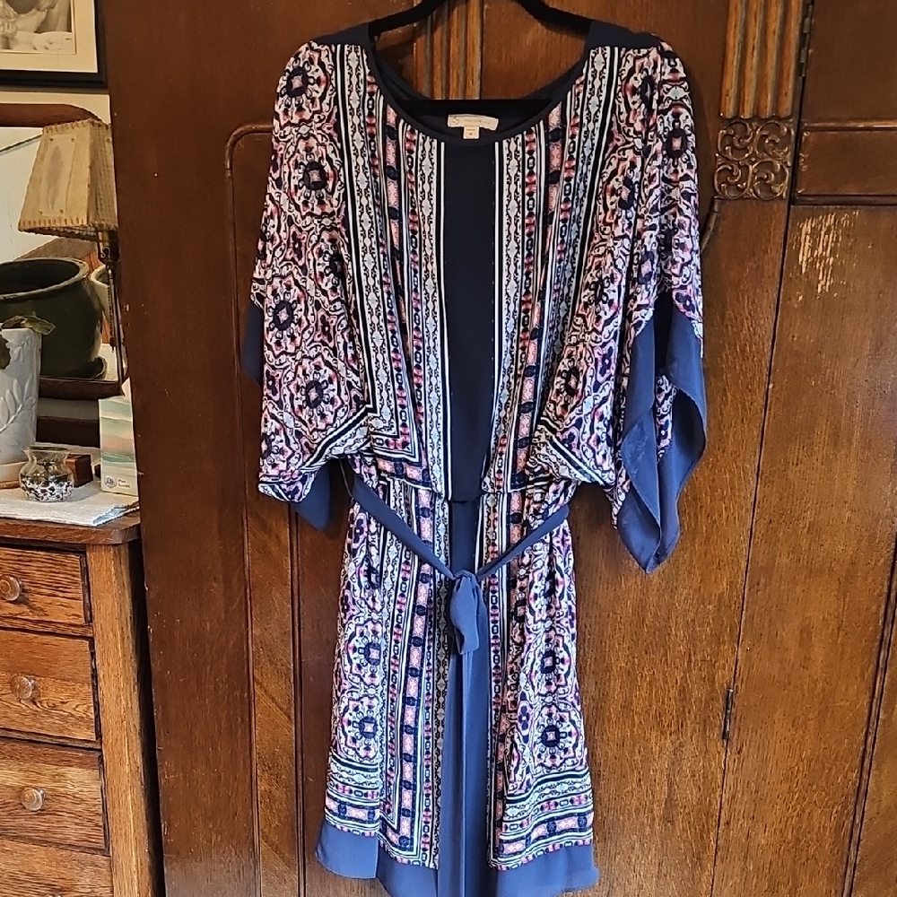 Elegant Navy Patterned Dress FINAL PRICE